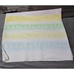 Reigel Baby Blanket Yellow Blue White Green Duck Print Made in USA Cotton VTG